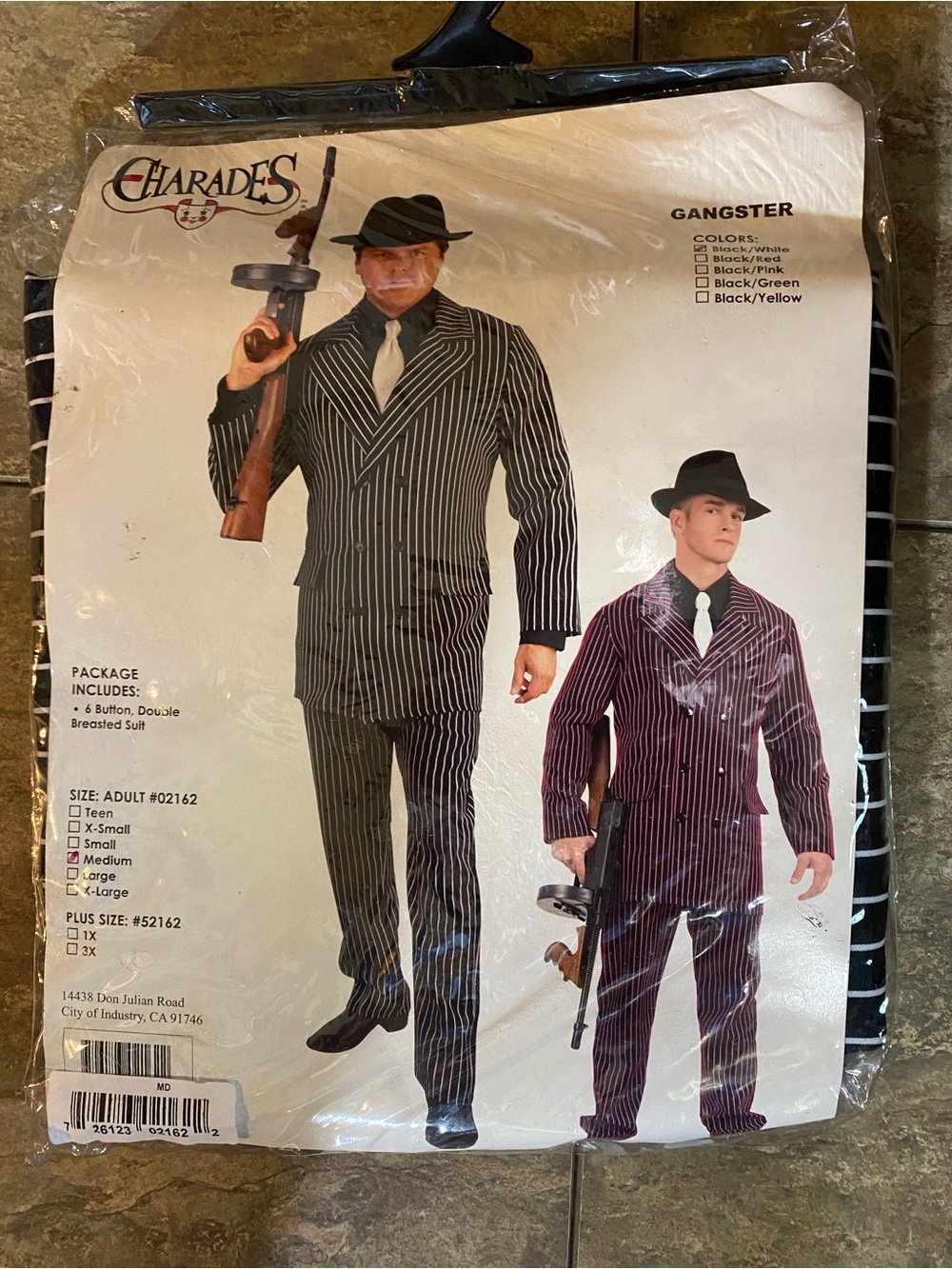 Men's Pinstripe Gangster Suit - Black with White Stripes W/Tie